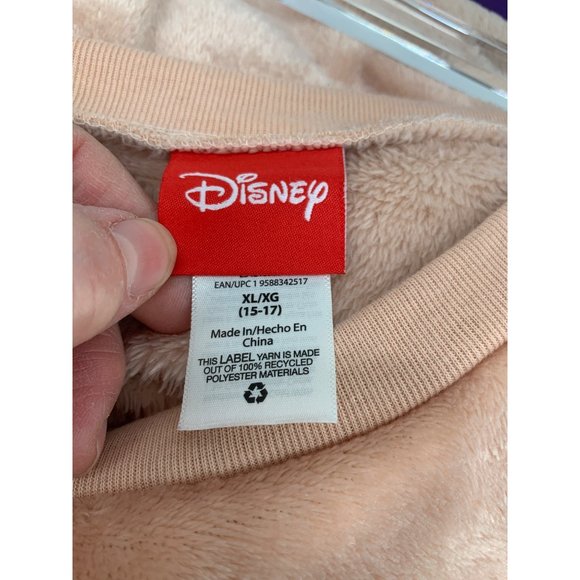Disney Womans Micky Mouse Shirt Long Sleeve XL Pink Peachy Polyester Minky Velou - Picture 4 of 8